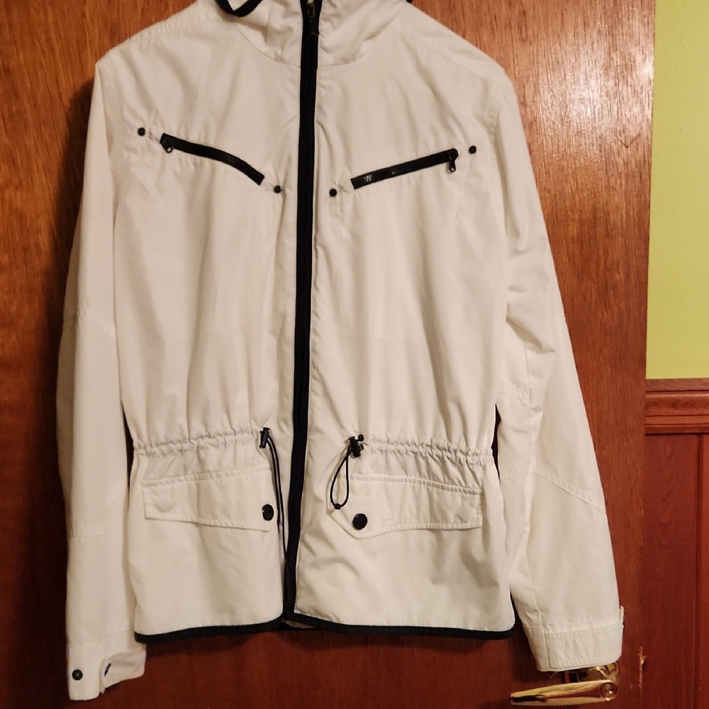 Ralph Lauren Women's White Windbreaker with Black Details